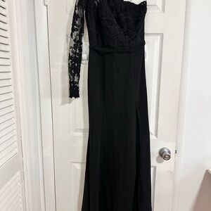 Fashion Nova black one sleeve formal dress